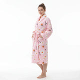 Long Sleeves Comfortable Flannel Bathrobe Coral Fleece