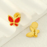 Golden Stainless Steel Butterfly Stud Earrings - 120