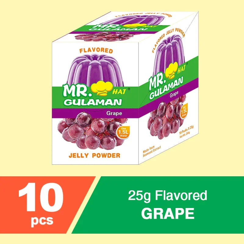 Mr. Hat Gulaman Grape Flavored Jelly Powder - 10 Packs × 25g
