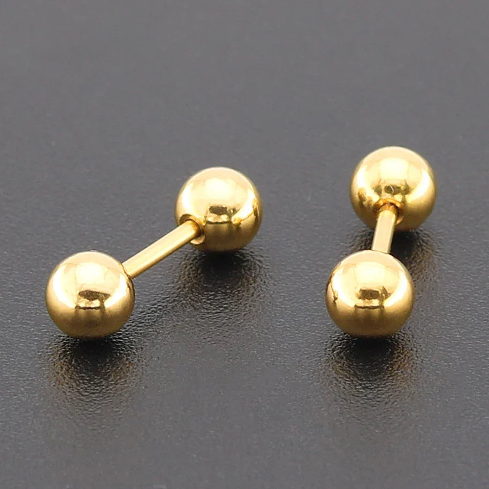 Golden Stainless Steel Stud Earings - 112