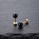 Golden Stainless Steel Colorful Zircon Stud Earrings - 123