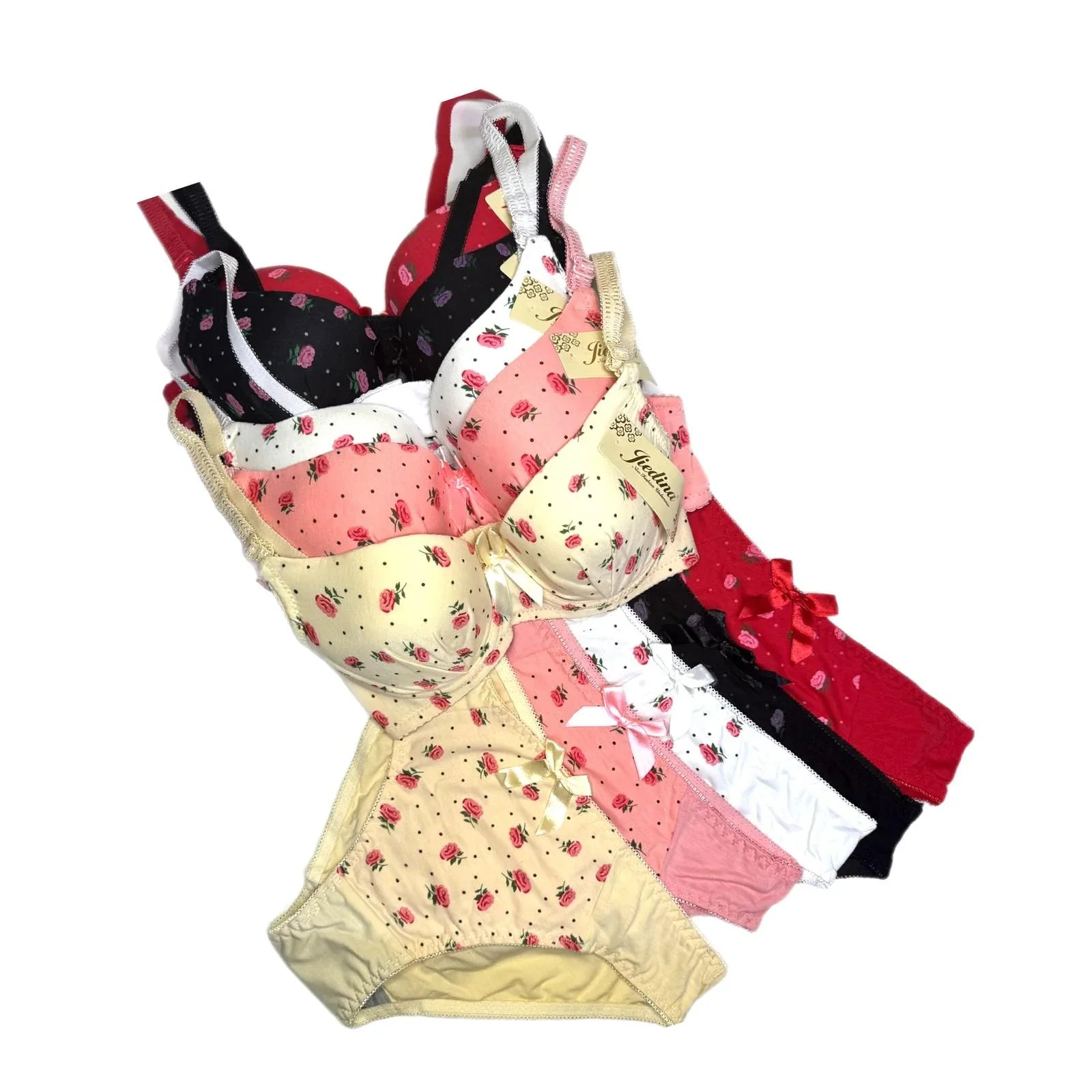 Jiedina Flower Design Bra & Panty Set Cotton - 9202