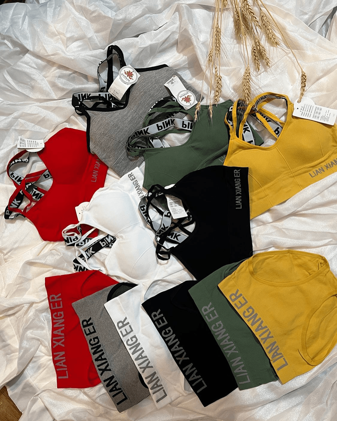 Pink Cotton Sports Fitness Bra & Underwear Set - 2058#