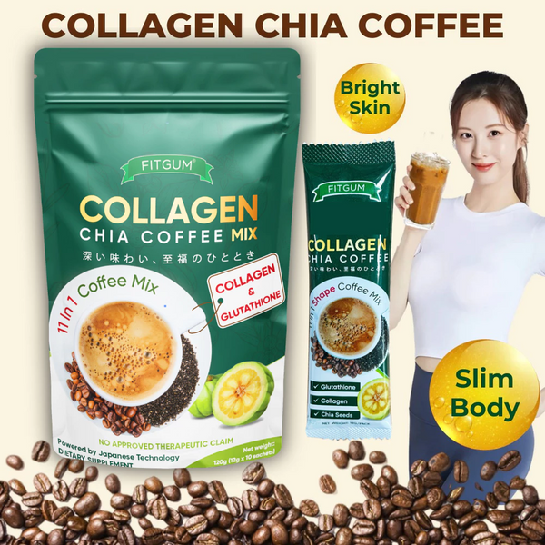 Fitgum Collagen Chia Coffee Mix - 12g x 10 Sachets