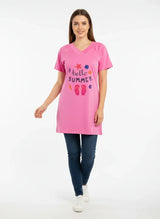 Women's Casual Half Sleeves Long T-Shirt - 039-2