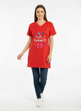 Women's Casual Half Sleeves Long T-Shirt - 039-2
