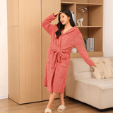 Long Sleeves Comfortable Flannel Bathrobe