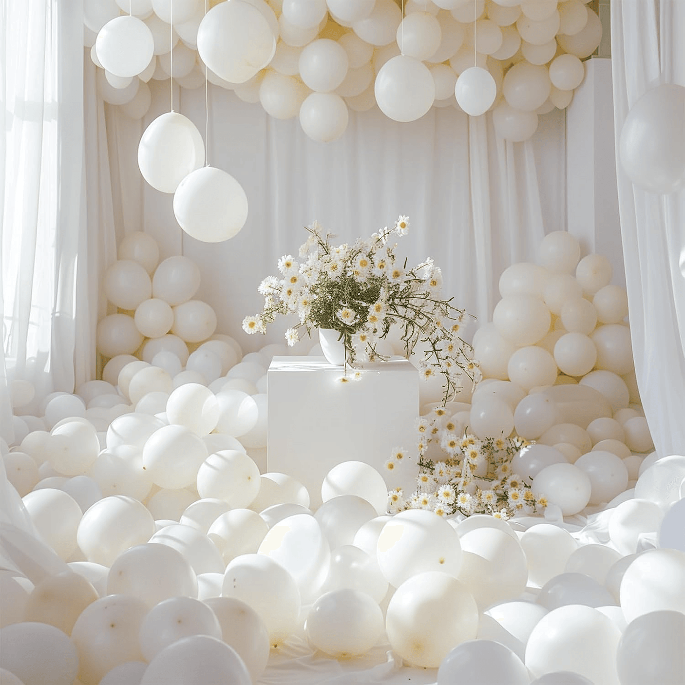 Birthday Party Decoration Balloons White - 10 Pcs