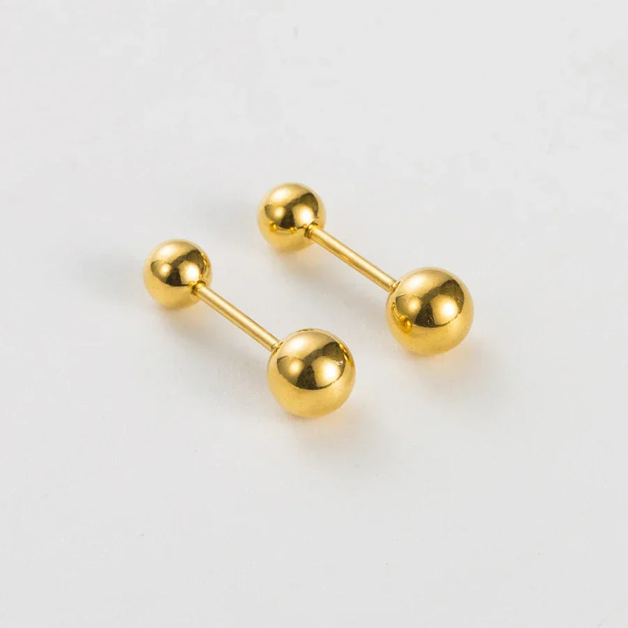 Golden Stainless Steel Stud Earings - 112