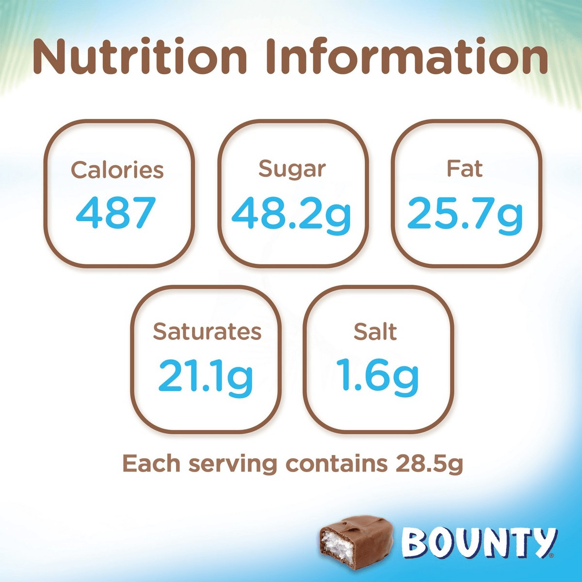 Bounty Milk Chocolate Bars (285g) Multipack - 57g x 5