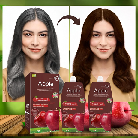 كريم صبغة الشعر "أبل" (Apple) باللون البني الداكن - خالٍ من الأمونيا - يدوم 96 ساعة - 500 مل + 500 مل