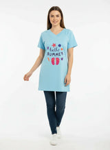Women's Casual Half Sleeves Long T-Shirt - 039-2