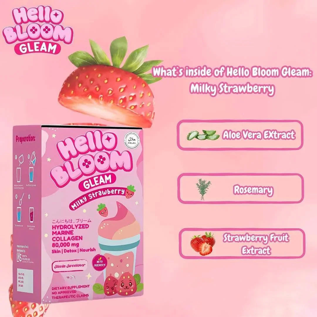 Hello Bloom Gleam Milky Strawberry Juice Drink - 10s × 18g (180g)