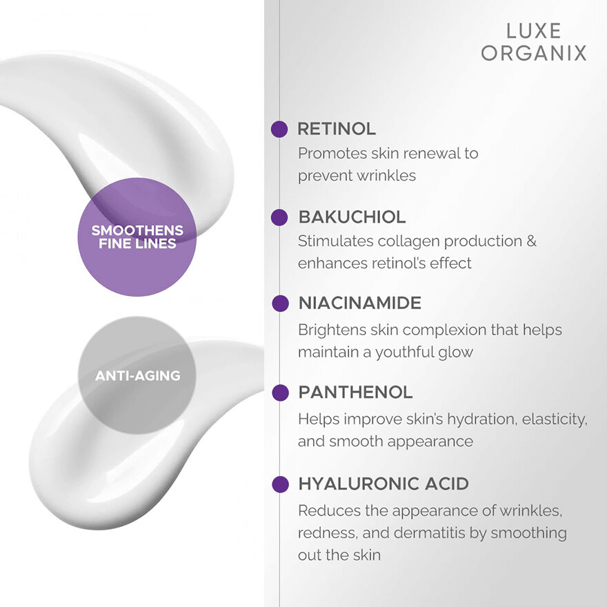 Luxe Organix Retinol + Bakuchiol Overnight Glow Gentle Treatment