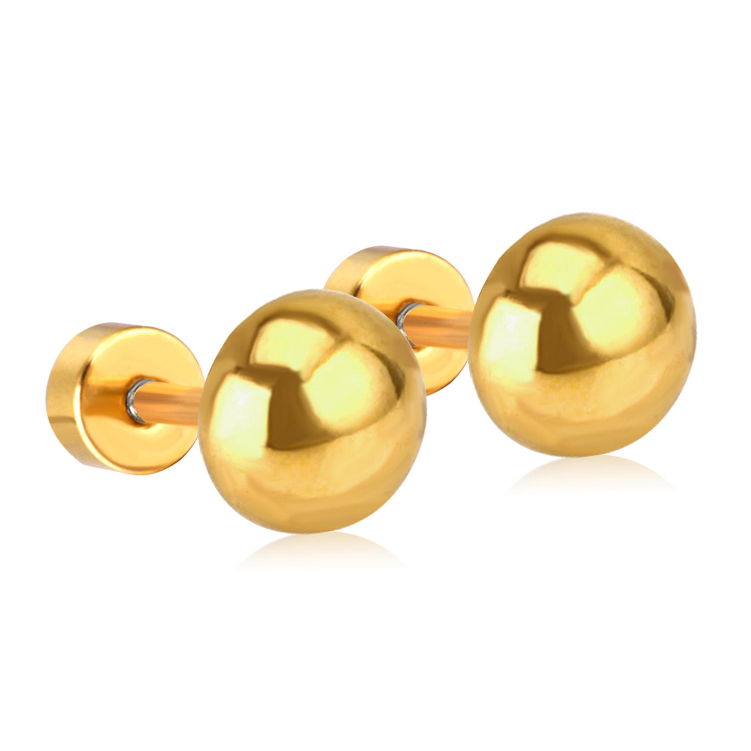 Golden Stainless Steel Stud Earrings - 121