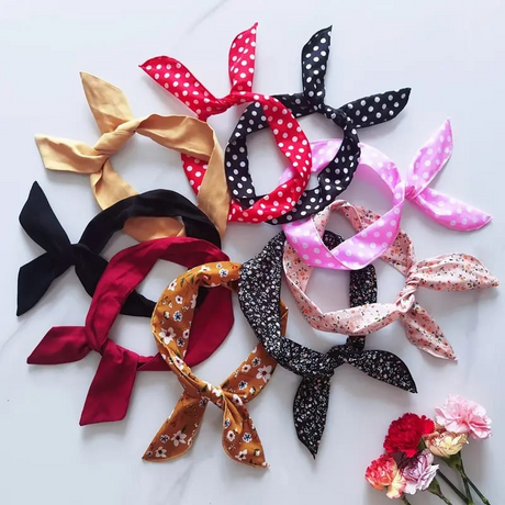Bunny Ears Retro Hair Scarf - 3Pcs (Assorted Color)