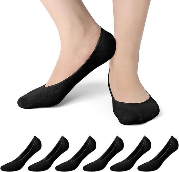 Gelaiya Fashion Non-Slip Heel Women's Invisible Socks - 3 Pairs (Black)