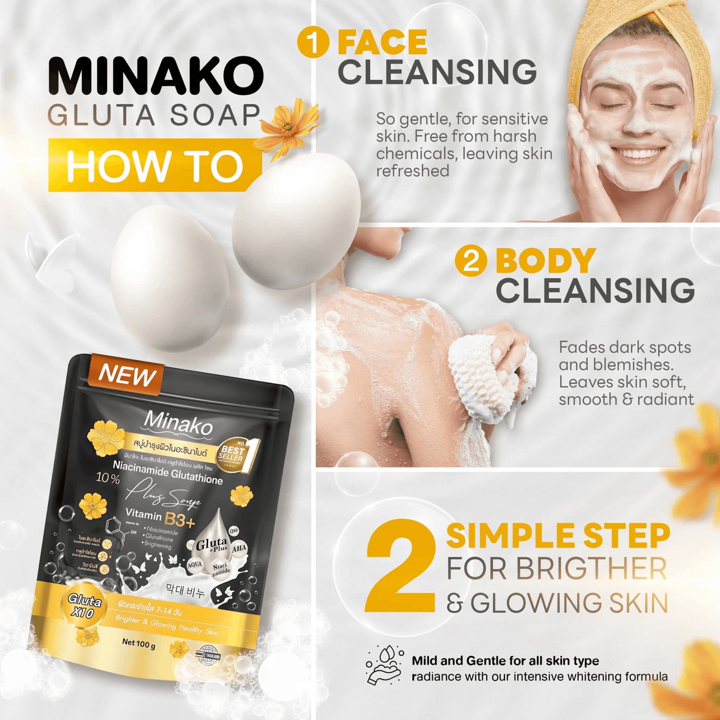 Minako Niacinamide Glutathione Plus Soap - 100g