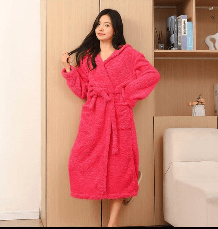 Long Sleeves Comfortable Flannel Bathrobe