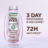 Garnier Ultra Doux Rice Water Smoothing Shampoo - 400ml+400ml