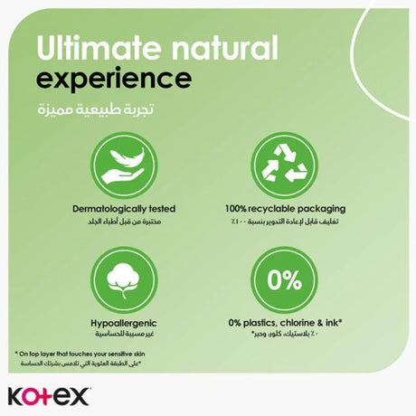 Kotex Natural 100% Cotton Maxi Protect Normal Sanitary Pads - 26s