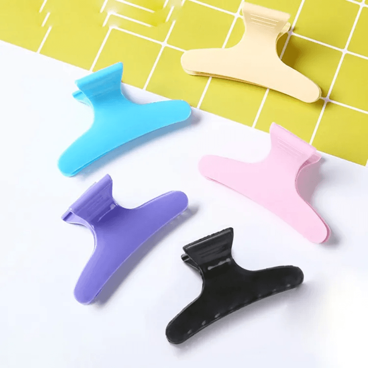 Anti Slip Handle Gripping Saloon Butterfly Hair Claw Clips - 12 Pcs (C102)