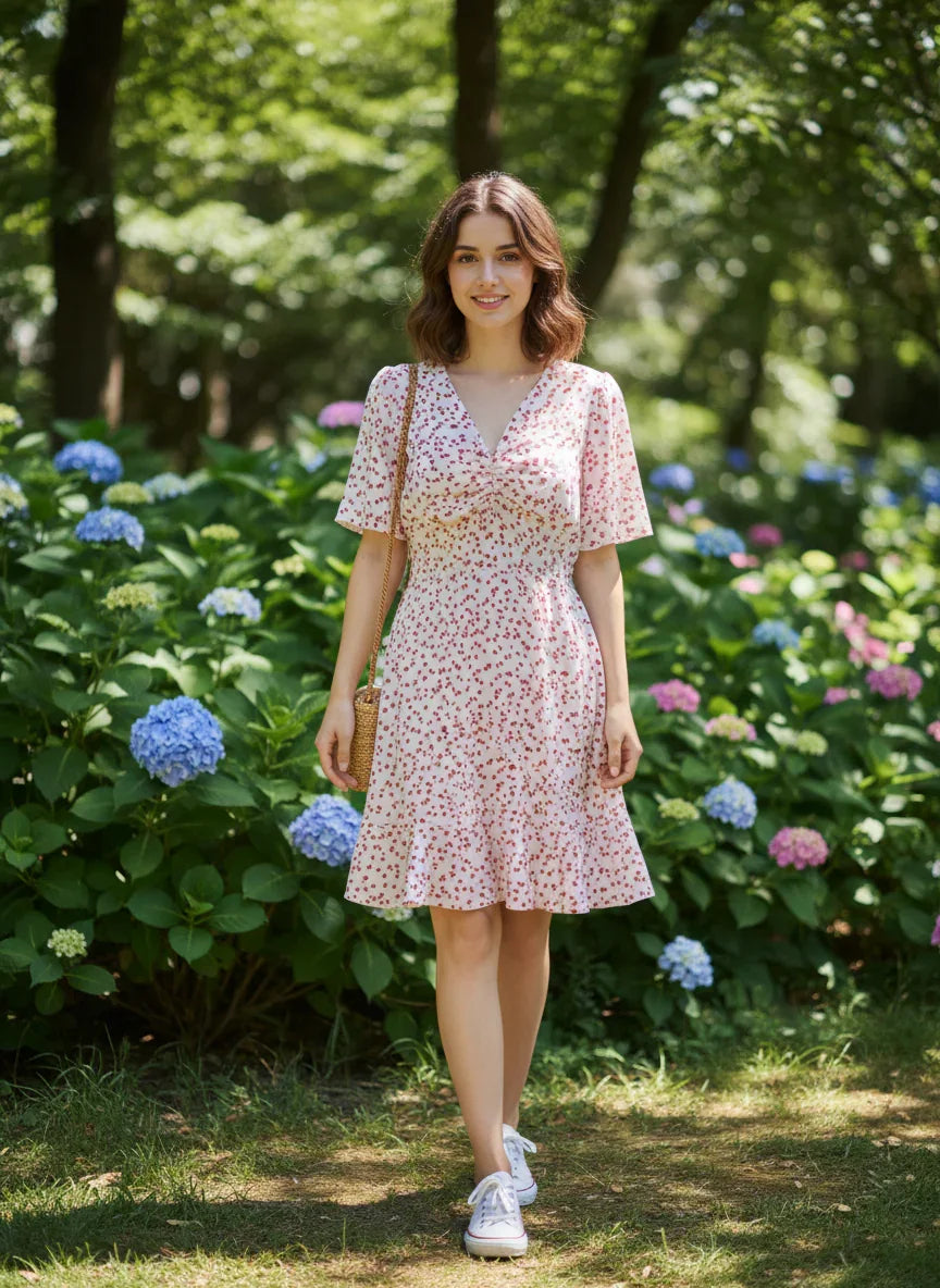 Women's Lightweight Mini Heart Design Casual Dress