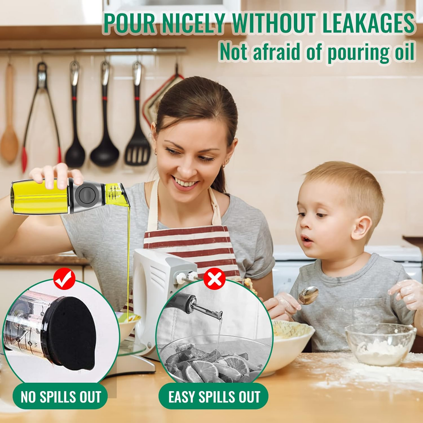 Oil & Vinegar Dispenser Bottle with Measurement Scale - 500ml