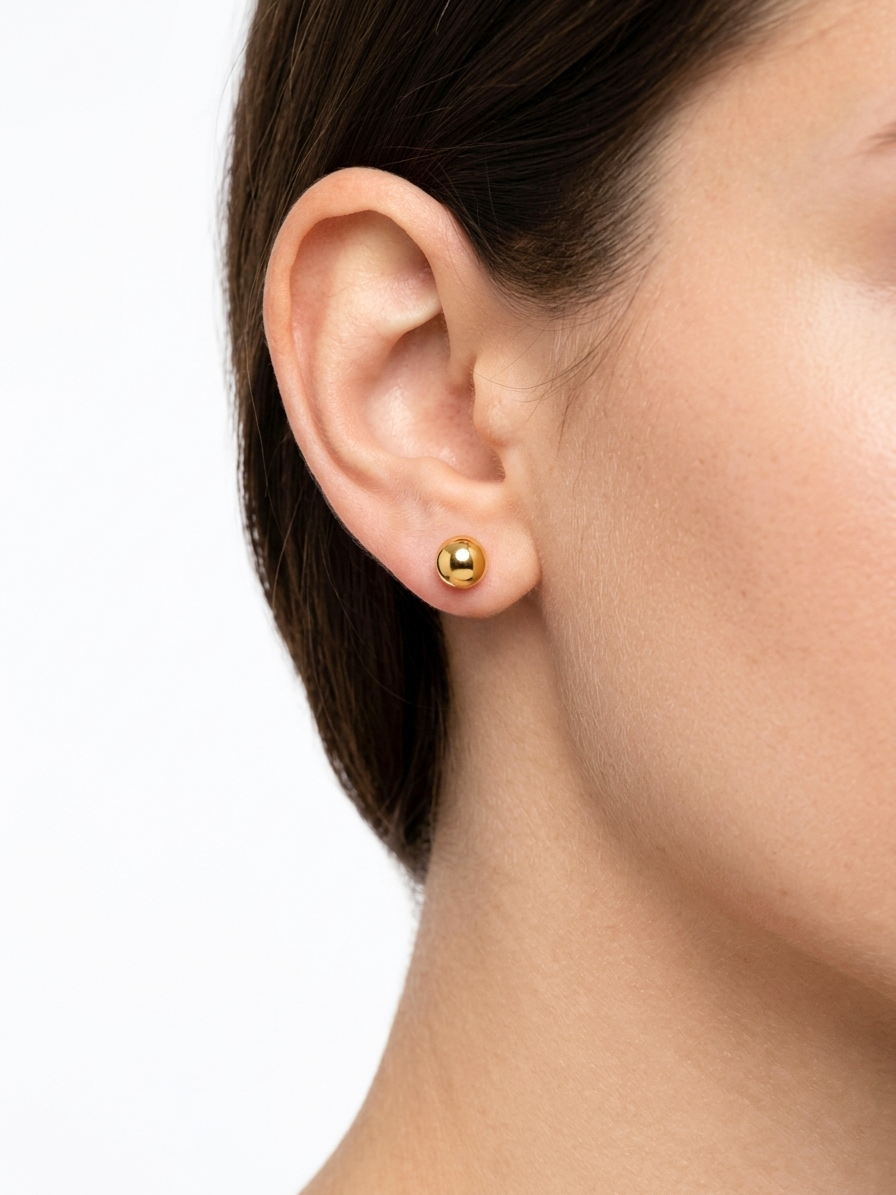 Golden Stainless Steel Stud Earrings - 121