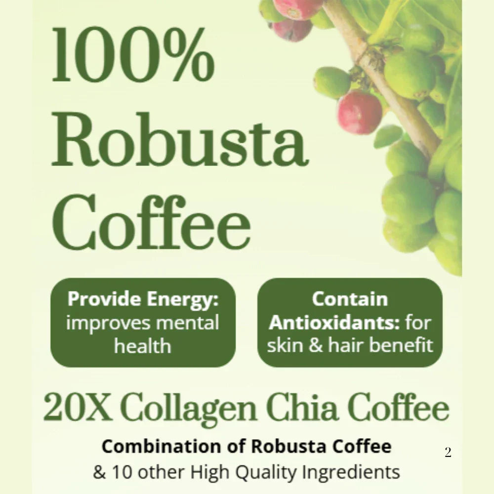 Fitgum Collagen Chia Coffee Mix - 12g x 10 Sachets