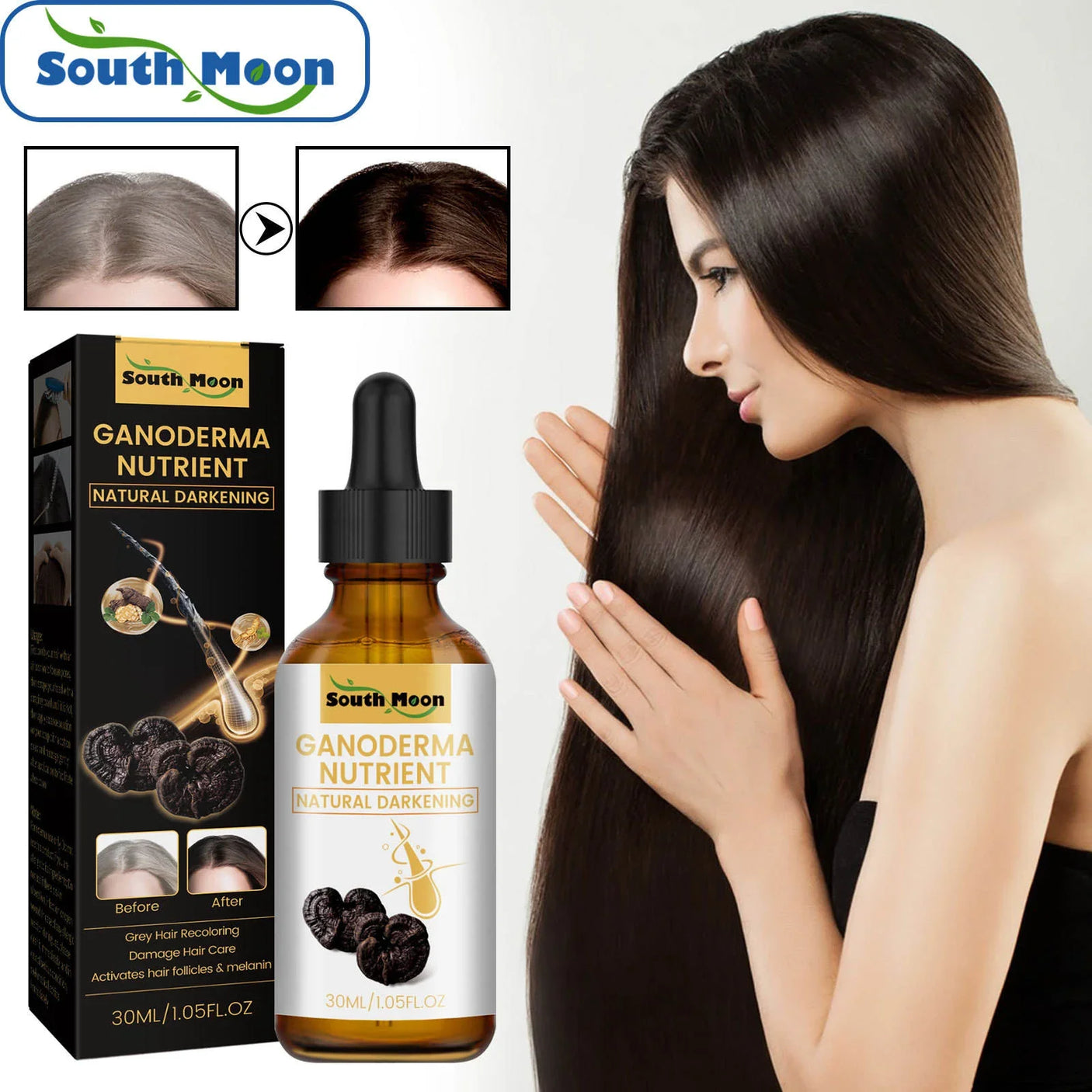 South Moon Ganoderma Nutrient Anti-Greying Hair Serum - 30ml