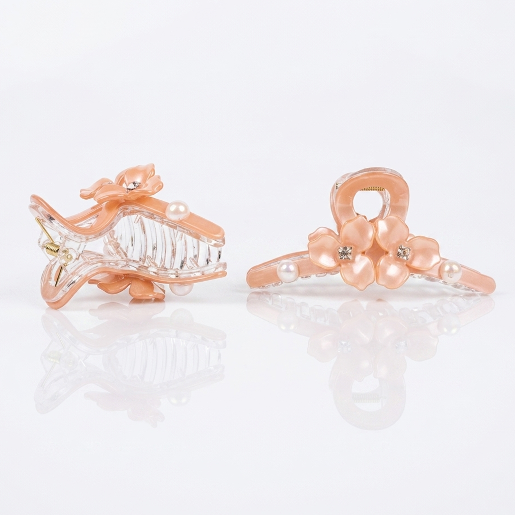 Flower Pearl Design Shiny Hair Claw Clips - AC100026