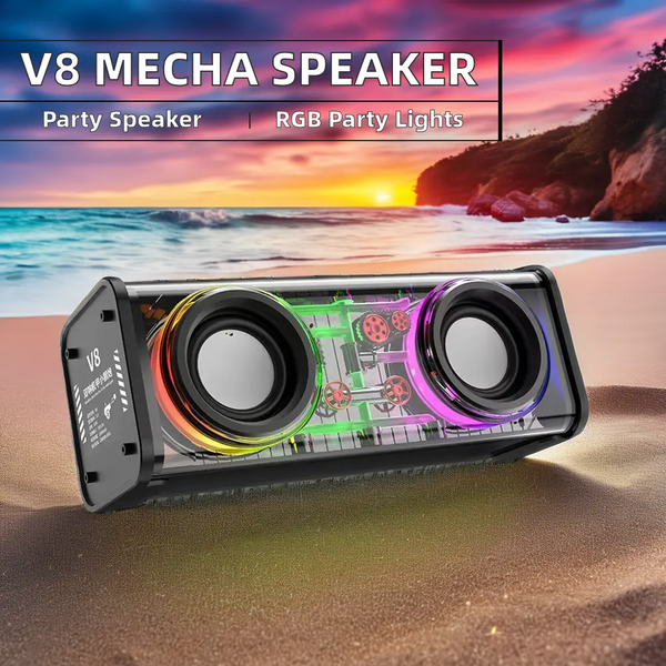 Transparent RGB Wireless Portable Bluetooth Dual Speaker - V8