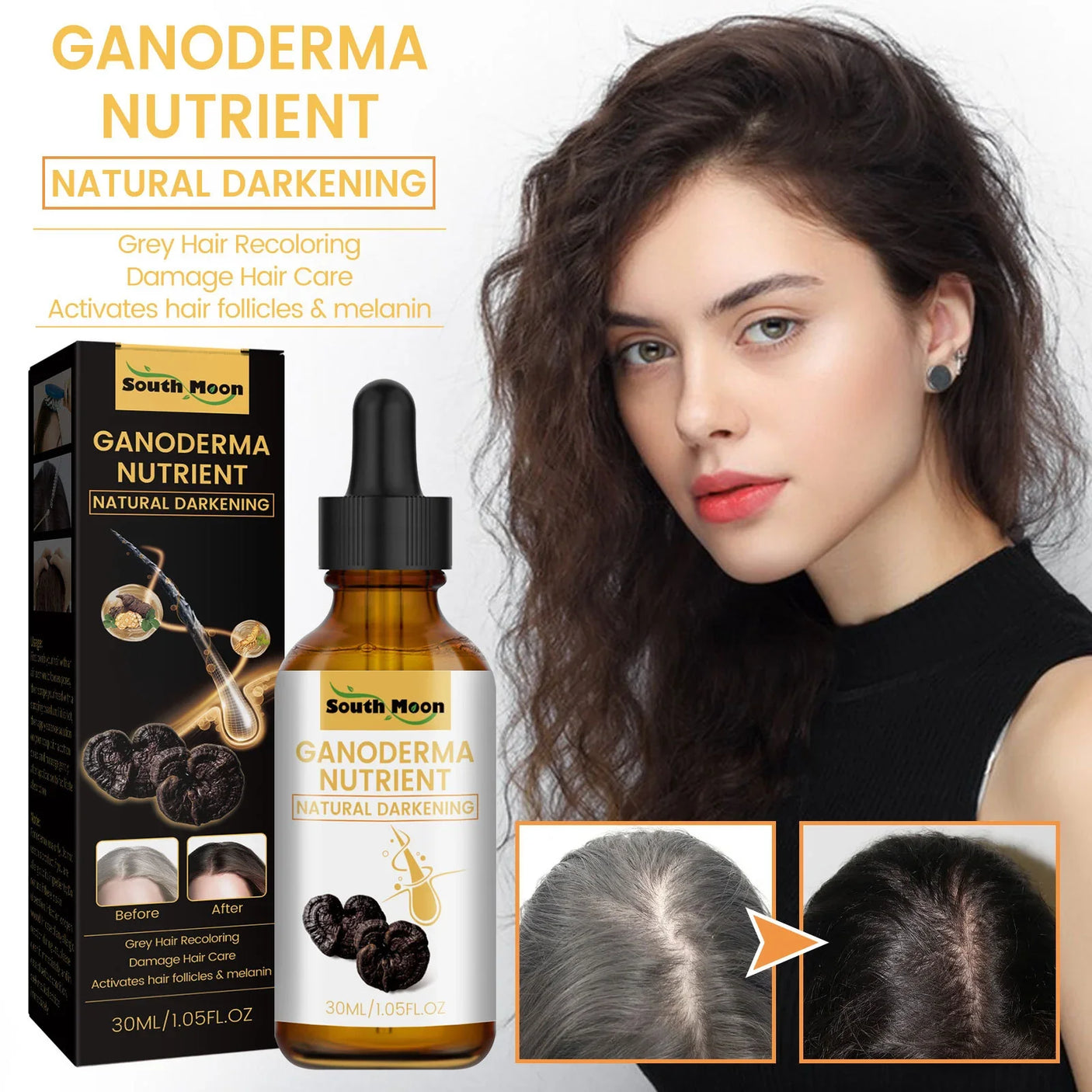 South Moon Ganoderma Nutrient Anti-Greying Hair Serum - 30ml