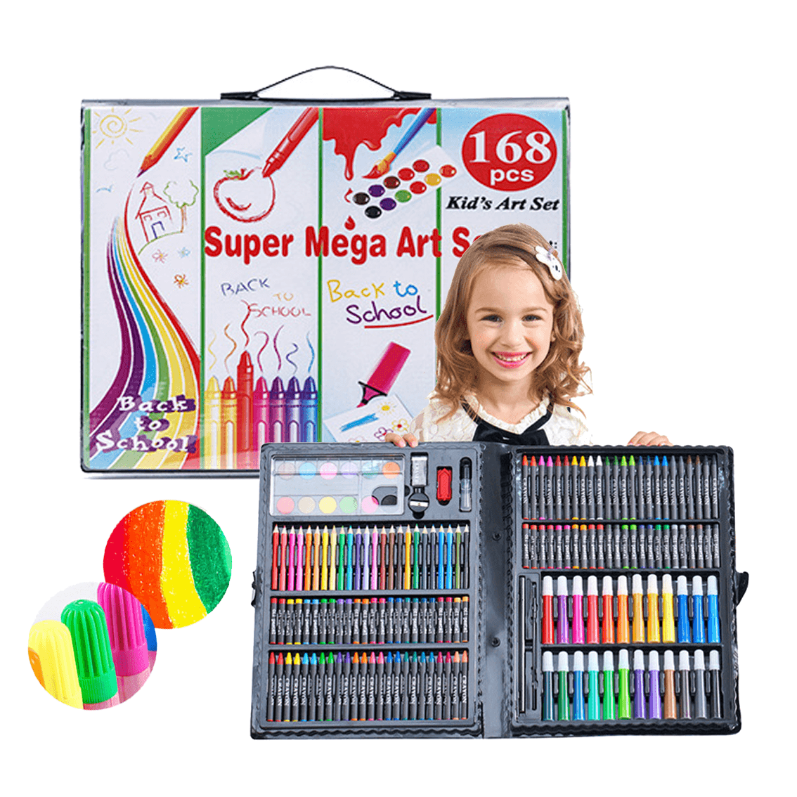 Back To School Portable Kids Drawing Art Set 168Pcs – Pinoy Hyper Kuwait