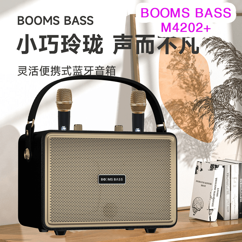 Booms Bass Stereo Outdoor Karaoke With 2 Microphones - M4202+