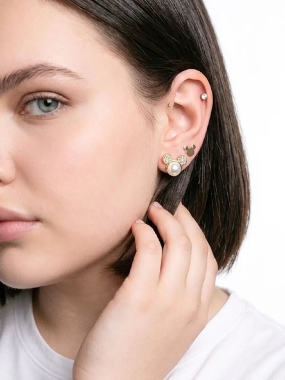 Korean Style Stainless Steel Stud Earrings 3 Pairs - 128