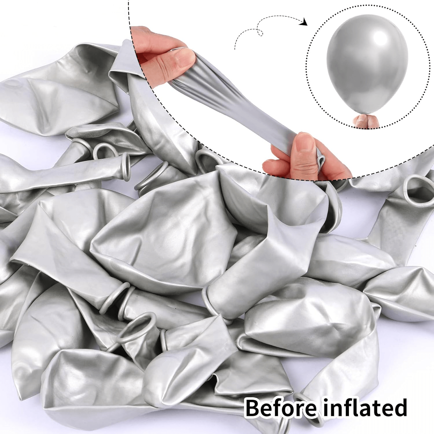 Birthday Party Decoration Balloons Metallic Silver - 10 Pcs