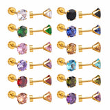 Golden Stainless Steel Shiny Design Stud Earrings - 122