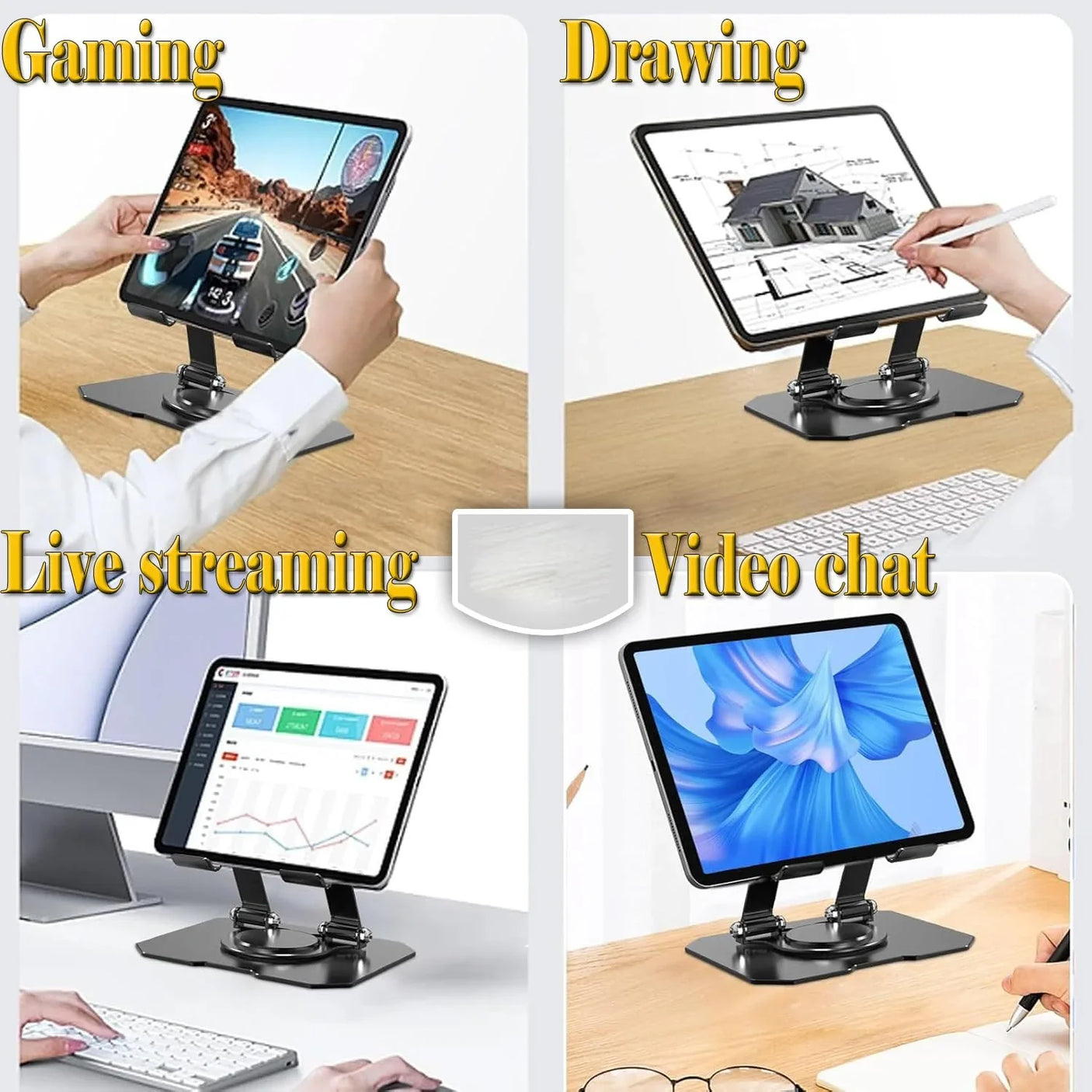Rotating Base Metal Foldable Desktop Stand