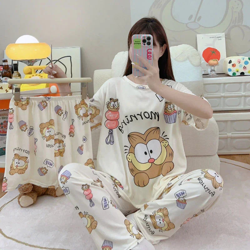 Women's Korean Fashion Pajamas 3 Pcs Set - 938#