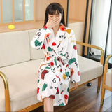 Long Sleeves Comfortable Flannel Bathrobe Coral Fleece