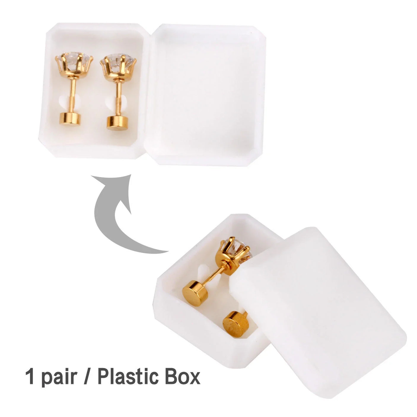 Golden Stainless Steel Shiny Design Stud Earrings - 122