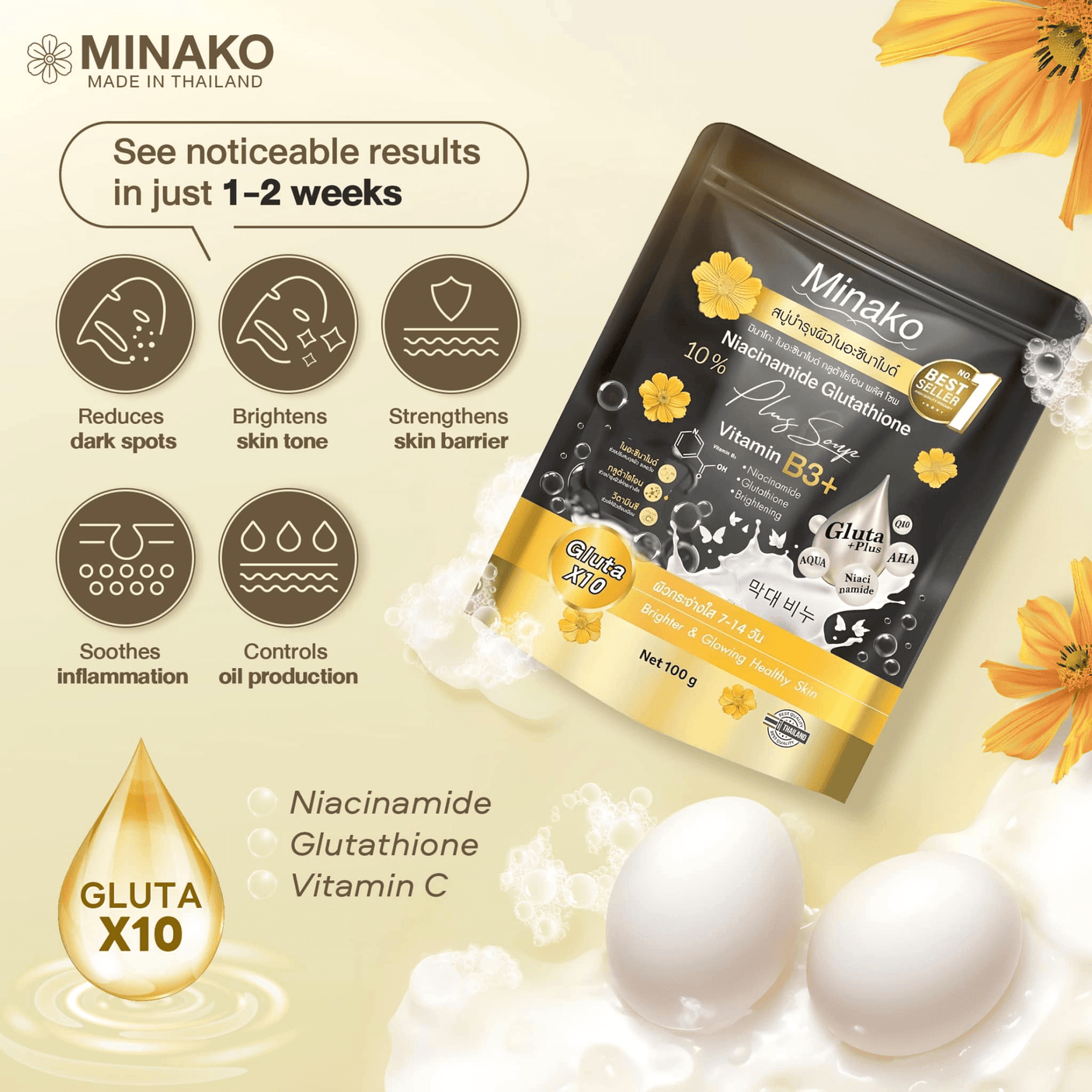 Minako Niacinamide Glutathione Plus Soap - 100g