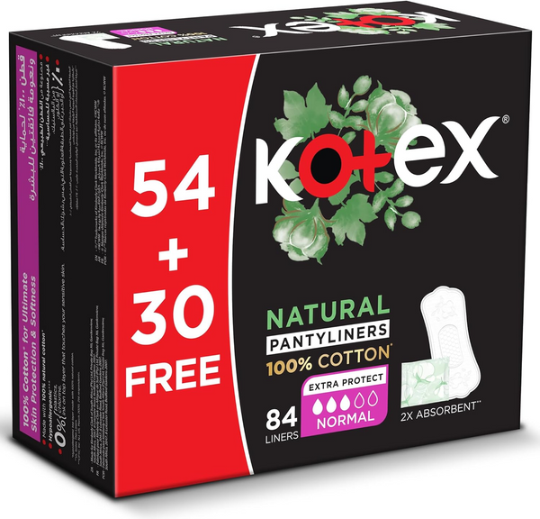 Kotex Natural 100% Cotton Pantyliners - 84 Liners