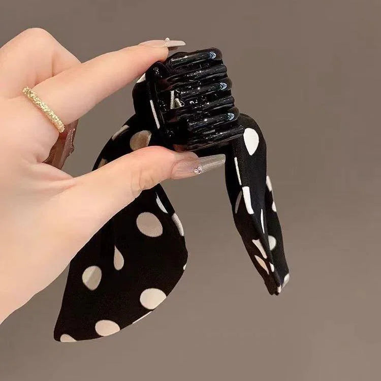 Vintage Classic Polka Dot Bow Hair Claw Clip 2pcs