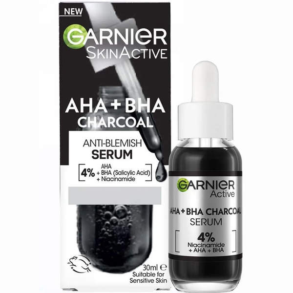 Garnier Skin Active AHA+BHA Charcoal Anti-Blemish Serum - 30ml