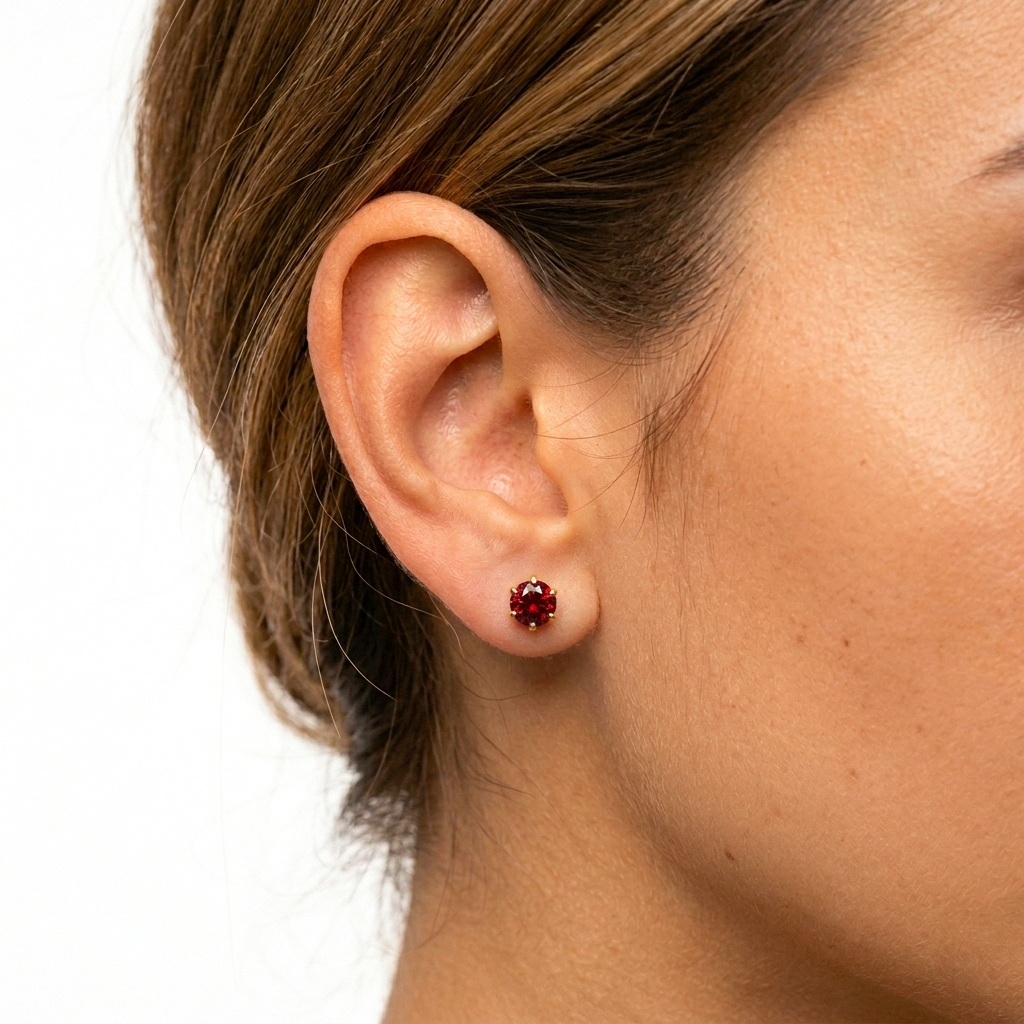 Golden Stainless Steel Shiny Design Stud Earrings - 122