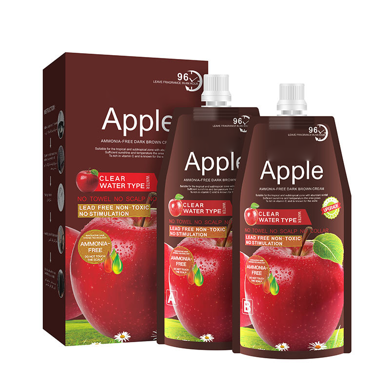Apple Ammonia Free Dark Brown Hair Color Cream 96H - 500ml+500ml