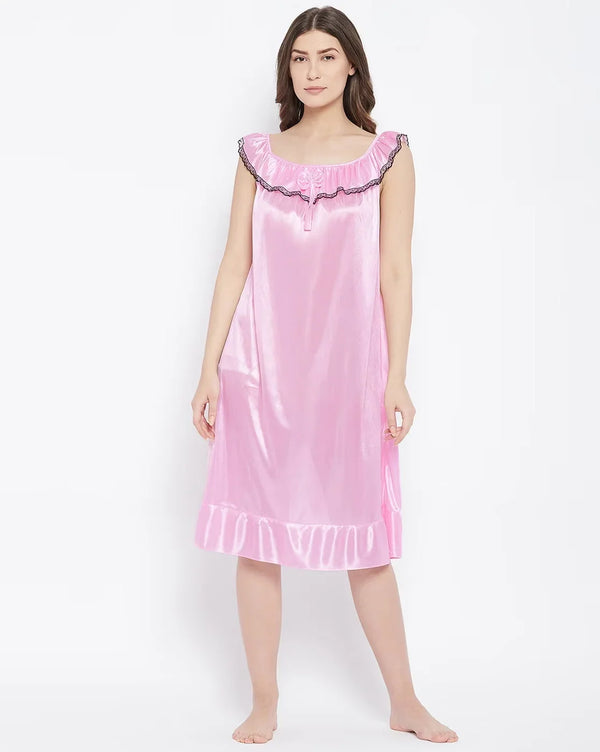 Silk Blend Satin Lace Nightgown Sleepwear